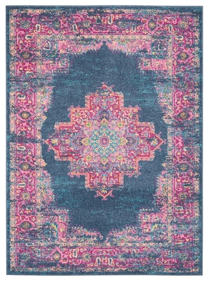 Accessory Passion Blue 5'3" X 7'3" Area Rug, Teal/Fuchsia, large