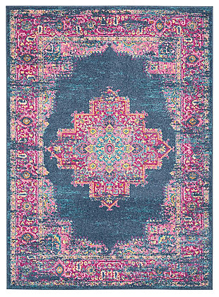 Accessory Passion Blue 1'10" X 2'10" Accent Rug, Teal/Fuchsia, large