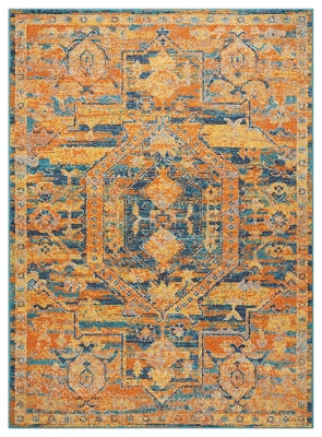 Accessory Passion Teal/Sun 5'3" X 7'3" Area Rug, Sun/Teal, large