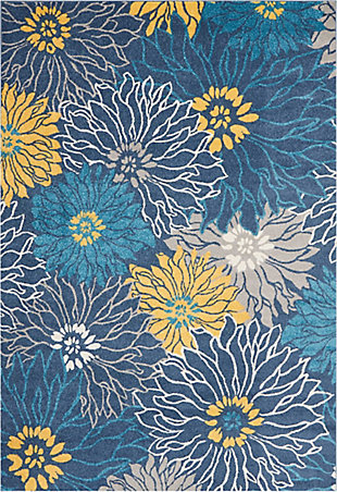 Nourison Nourison Passion 6'7" x 9'6" Blue Contemporary Indoor Rug, Ink, rollover