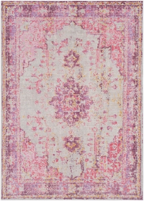 World Needle Area Rug 2' x 2'11", Lavender/Pink/Ash Gray, large