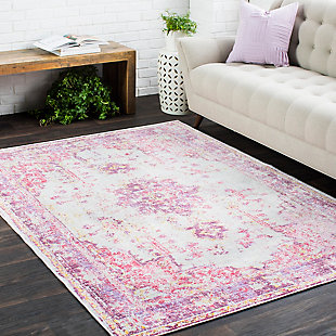 World Needle Area Rug 5'3" x 7'1", Lavender/Pink/Ash Gray, rollover