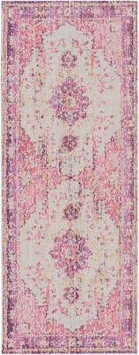 World Needle Area Rug 3'2" x 8'2", Lavender/Pink/Ash Gray, large