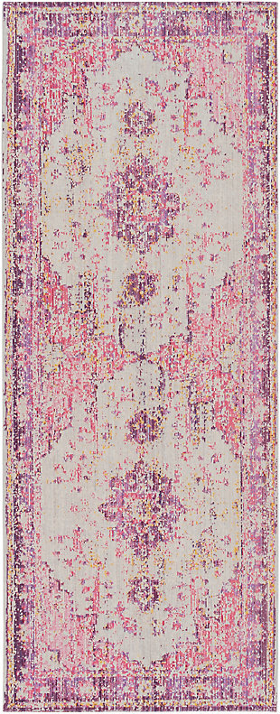 World Needle Area Rug 3'2" x 8'2", Lavender/Pink/Ash Gray, large