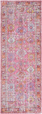 World Needle Area Rug 2'11" x 7'10", Pink/Lavender/White, large