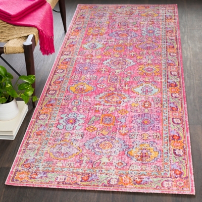 World Needle Area Rug 2'11" x 7'10", Pink/Lavender/White, rollover