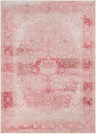 World Needle Area Rug 5'3" x 7'3", Blush Pink/Rose/Butter, large