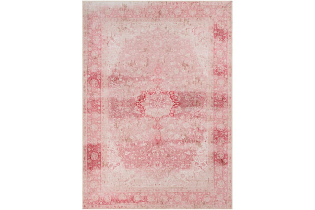 When your room needs a dash of color and pop of personality, this wonderfully versatile rug is just the ticket. Distressed, dyed effect softens the aesthetic for understated good looks that complement virtually any decor.Made of chenille polyester | Machine woven | Low pile | Imported | Machine Washable (Cold Water Only – Hang Dry) or Spot Clean