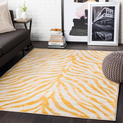 World Needle Area Rug 5'3" x 7'3", Mustard/Khaki, rollover