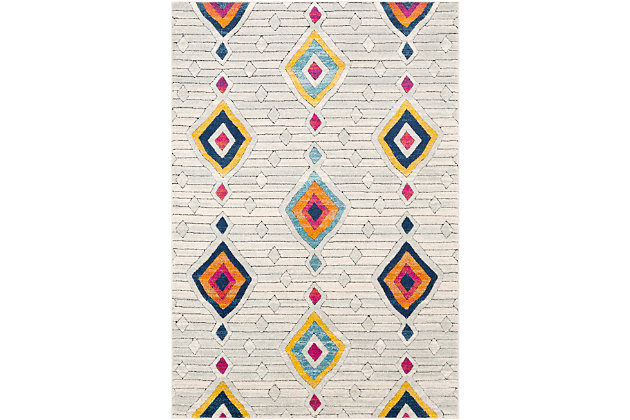 An inspired choice for a richly curated home, this Aztec area rug is as timeless as it is on trend. Loaded with interest and character, its intricate design and saturated hues reflect your global point view in a brilliant way.Made of polypropylene and polyester | Machine woven | Medium pile | Imported | Spot clean only