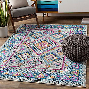 Express your worldly point of view with this exotic rug. Intricate patterns and captivating colors capture the look of far away places and add an element of allure to your design.Made of polypropylene and polyester | Machine woven | Medium pile | Imported | Spot clean only