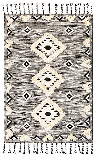 Machine Woven 2' x 3' Doormat, Cream/Ash/Black, large