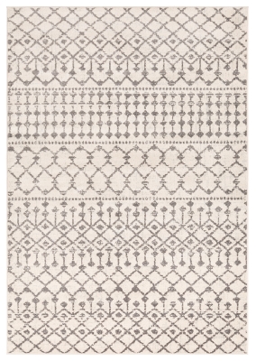 Machine Woven 6'7" x 9' Area Rug, Ash/Charcoal/Khaki, large
