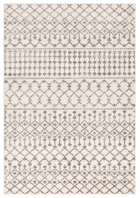 Machine Woven 6'7" x 9' Area Rug, Ash/Charcoal/Khaki, large