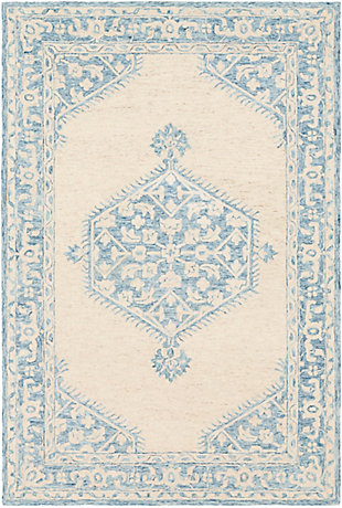 Hand Tufted 2' x 3' Doormat, Pale Blue/Beige, rollover