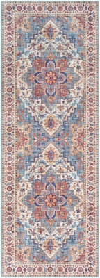 Traditional Welch Area Rug, Navy/Ivory/Dark Red, large