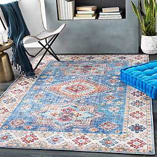 Contemporary Welch Area Rug, Ice Blue/Ivory/Mauve, rollover