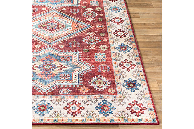 Classic design elements create a fabulous flatweave rug that's timeless in elegance and universal in appeal. Posh palette and distinctive pattern clearly reflect your good taste.Made of polyester | No pile | Imported | Spot clean recommended