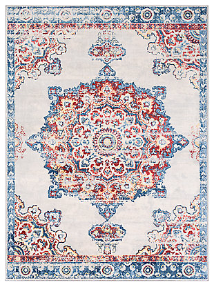 An updated interpretation of the classic medallion design, this rug delights with its fresh feel and timeless appeal. Pleasing palette grounds your space in perfect harmony.Made of polyester | Machine woven | No pile | Rug pad recommended | No backing | Spot clean recommended | Imported