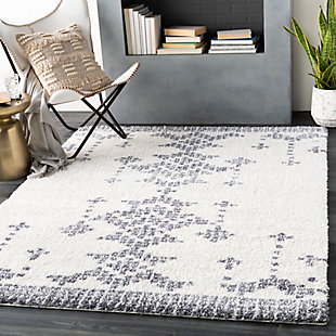Machine Woven 5'3" x 7'3" Area Rug, Ash/Charcoal/White, rollover