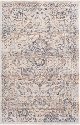 Machine Woven 3'3" x 5' Area Rug, Denim/Cream/Ash, rollover