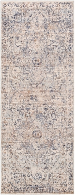 Machine Woven 3'3" x 8' Runner Rug, Denim/Cream/Ash, rollover