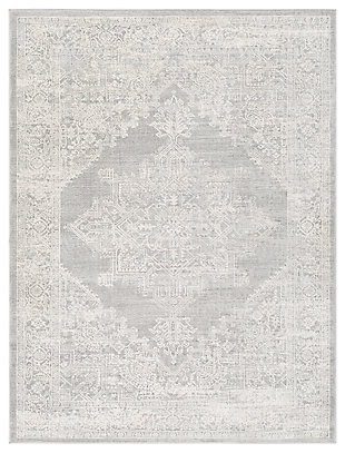An updated interpretation of the classic medallion design, this area rug delights with its fresh feel and timeless appeal. Pleasing palette, beautified with subtle color distressing, grounds your space in perfect harmony.Made of polypropylene | Machine woven; low pile | No backing | Spot clean recommended | Imported