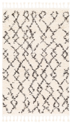 Plush Bentley Shag 3'11" x 5'7" Area Rug, Charcoal/Cream, large