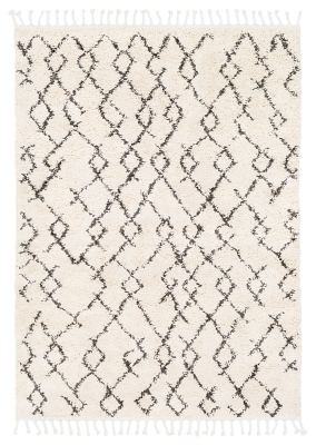 Plush Bentley Shag 3'1" x 4'11" Area Rug, Charcoal/Cream, large