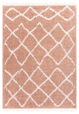 Machine Woven California Shag 6'7" X 9' Area Rug, Blush Pink, large