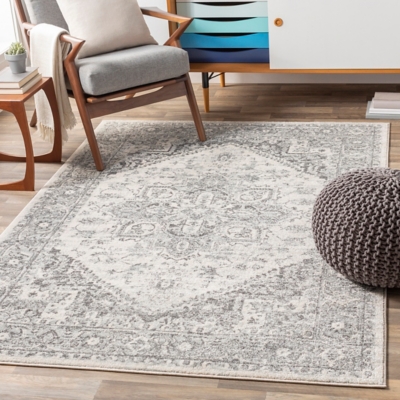 Machine Woven Chester 5'3" x 7'3" Area Rug, Charcoal, large