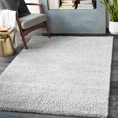 Machine Woven Deluxe Shag 4'3" x 5'7" Area Rug, Ash Gray, large