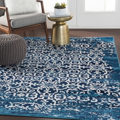 Machine Woven Monte Carlo 5'3" x 7'3" Area Rug, Navy, large