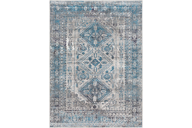 What a footloose and fancy-free feeling this rug brings to your living space. Boho-chic rug is cool and creative. Sturdy construction and intricately shaded yarns make for pure artistry designed to hold up beautifully to everyday living.Made of polypropylene | Machine woven; medium pile | Spot clean only | Imported | Rug pad recommended | Imported