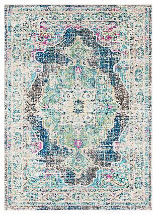 Machine Woven Morocco 5'3" x 7'3" Area Rug, Teal, large