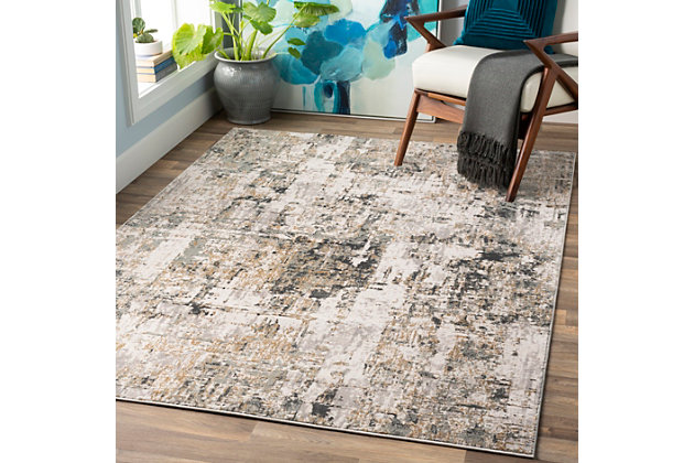 Striking abstract patterned rug leaves so much to the imagination. Its ethereal design dresses up a room with brilliant color, visual texture and a highly contemporary point of view.Made of polypropylene/polyester | Machine woven | Low pile | Rug pad recommended | Spot clean recommended | Imported