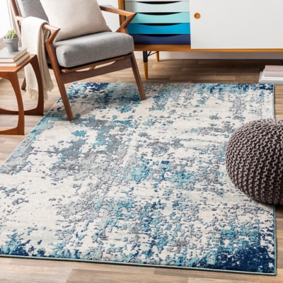 Machine Woven Sunderland 7'10" x 10'3" Area Rug, Navy, rollover