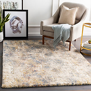  Striking abstract patterned rug leaves so much to the imagination. Its ethereal design dresses up a room with brilliant color, visual texture and a highly contemporary point of view. Made of polypropylene and polyester | Machine woven | High pile | Rug pad recommended | Spot clean | Imported