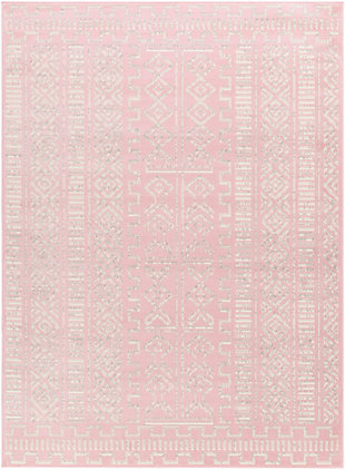 Machine Woven Ustad 2' x 2'11" Doormat, Pale Pink/Gray/Cream, rollover