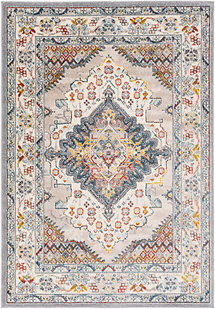 An updated interpretation of the classic medallion design, this rug delights with its fresh feel and timeless appeal. Pleasing palette grounds your space in perfect harmony.Made of polypropylene | Machine woven  | Medium pile | Rug pad recommended | Imported | Spot clean only