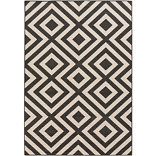 Surya Alfresco 2'5" x 4'5" Doormat, Black/Cream, large