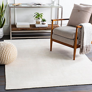 Dress up any floor with the natural hue and designer look of this rug. It welcomes visitors with warmth and comfort underfoot. Neutral color palette exudes a soothing sensibility which works wonders in any setting.Made of viscose and wool | Hand-knotted | Low pile | Rug pad recommended | Imported | Spot clean only