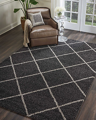 Power Loomed Brisbane Charcoal 7' X 10' Area Rug, Charcoal, rollover