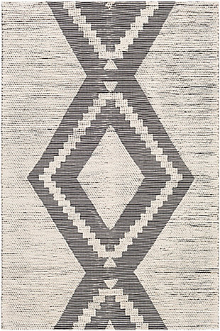Surya Outdoor 2' x 3' Area Rug, Charcoal/Ivory, rollover