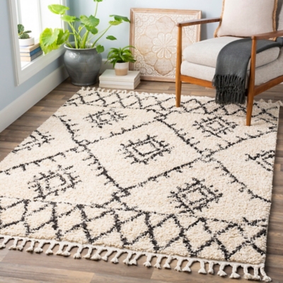 Surya 5'3" x 7'3" Area Rug, Charcoal/Beige, rollover