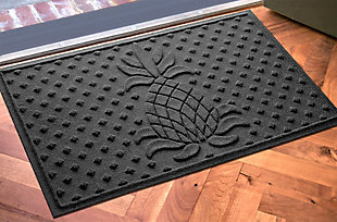 From the front door to the back door and all points in between, the Aqua Shield diamond pineapple doormat is sure to keep your floors clean and dry. Beyond scraping dirt from shoes and paws, it’s got an exclusive “water dam” design for unbeatable absorbency. Resistant to the most extreme weather elements, this doormat is certified slip resistant by the National Floor Safety Institute. Talk about one heck of a welcome mat.Made of polypropylene with rubber backing | Machine made | Crush proof | Raised border keeps dirt and water in the mat, not on your floor | Absorbs one gallon of water per square yard | Mold/mildew/fade resistant | Anti-static and weather resistant | Suitable for indoor/outdoor use | Hose clean, then hang to dry or dry flat | Made in u.s.a.