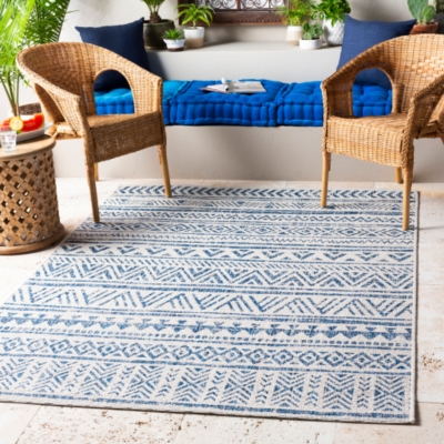 Surya Eagean Indoor/Outdoor Contemporary Rug, Blue, large