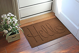Home Accents Aqua Shield 1'11" x 3' Hello Indoor/Outdoor Doormat, Brown, rollover