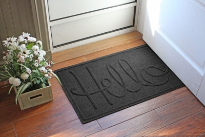Home Accents Aqua Shield 1'11" x 3' Hello Indoor/Outdoor Doormat, Charcoal, large