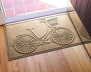 From the front door to the back door and all points in between, the Aqua Shield Nantucket bicycle doormat is sure to keep your floors clean and dry. Beyond scraping dirt from shoes and paws, it’s got an exclusive “water dam” design for unbeatable absorbency. Resistant to the most extreme weather elements, this doormat is certified slip resistant by the National Floor Safety Institute. Talk about one heck of a welcome mat.Made of polypropylene with rubber backing | Machine made | Crush proof | Raised border keeps dirt and water in the mat, not on your floor | Absorbs one gallon of water per square yard | Mold/mildew/fade resistant | Anti-static and weather resistant | Suitable for indoor/outdoor use | Hose clean, then hang to dry or dry flat | Made in u.s.a.